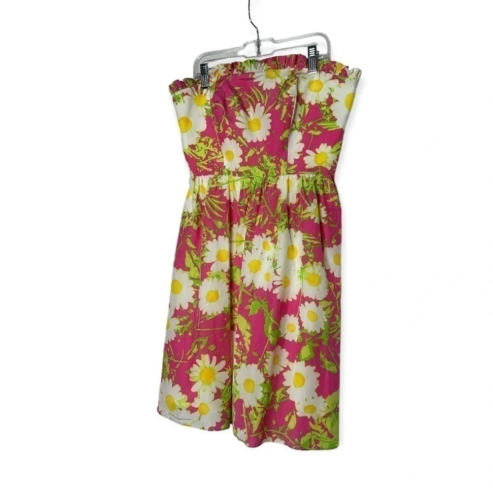 Lilly Pulitzer Briddie Strapless daisy silk dress size 0 - Picture 4 of 12